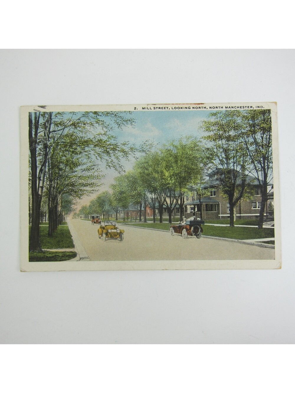 Antique Automobile Postcard 1922 Mill Street North Manchester Indiana RARE